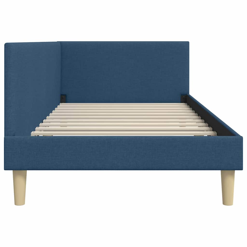 Corner Bed Frame Blue 80 x 200 cm Fabric and Engineered wood