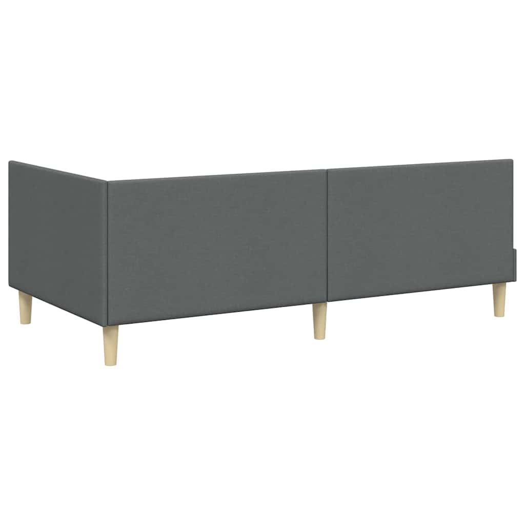 Corner Bed Frame with Headboard Dark grey 90 x 190 cm