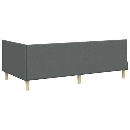 Corner Bed Frame with Headboard Dark grey 90 x 190 cm