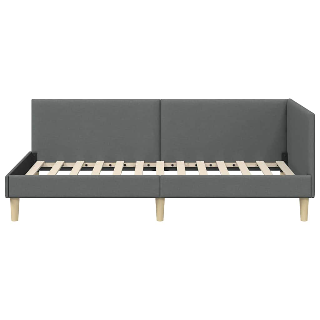 Corner Bed Frame with Headboard Dark grey 90 x 190 cm