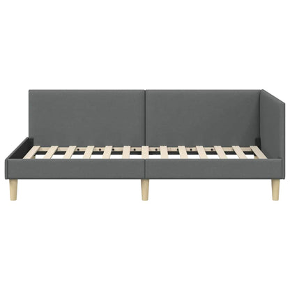 Corner Bed Frame with Headboard Dark grey 90 x 190 cm
