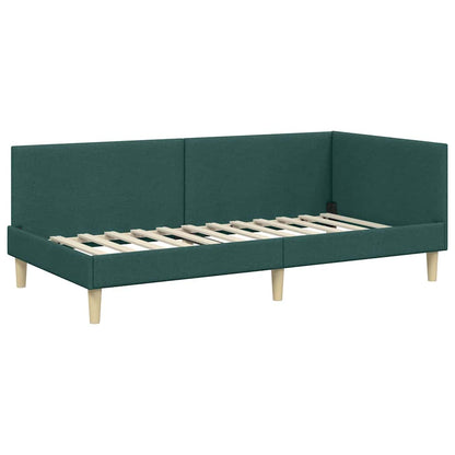 Corner Bed Frame with Headboard Dark green 90 x 190 cm