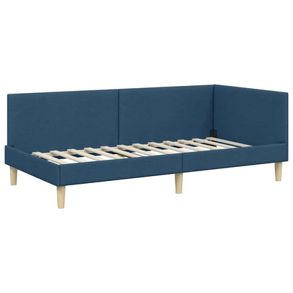 Corner Bed Frame Blue 90 x 190 cm Fabric and Engineered wood