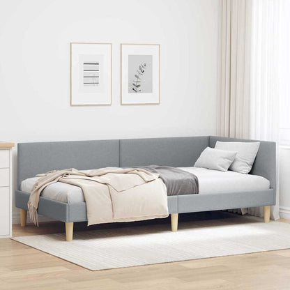 Corner Bed Frame Other with Headboard Light grey 90 x 200 cm