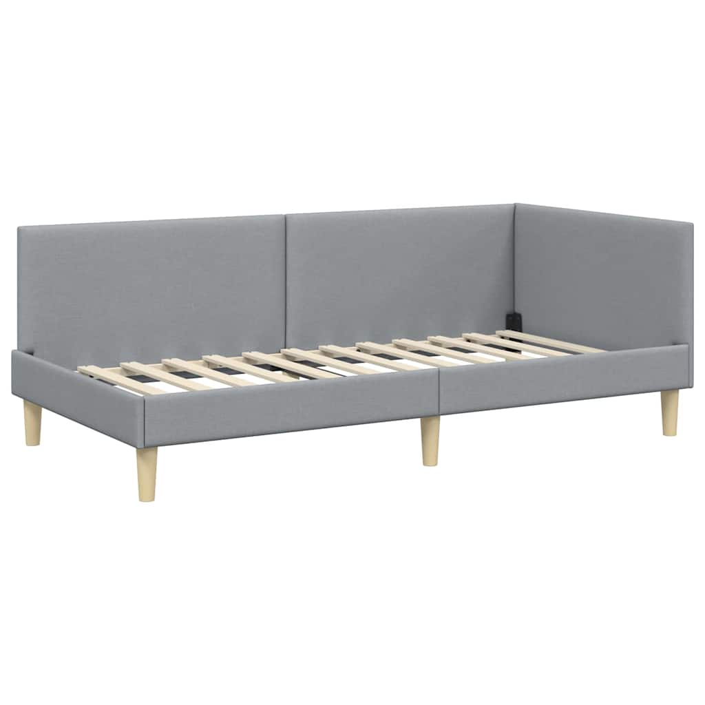 Corner Bed Frame Other with Headboard Light grey 90 x 200 cm