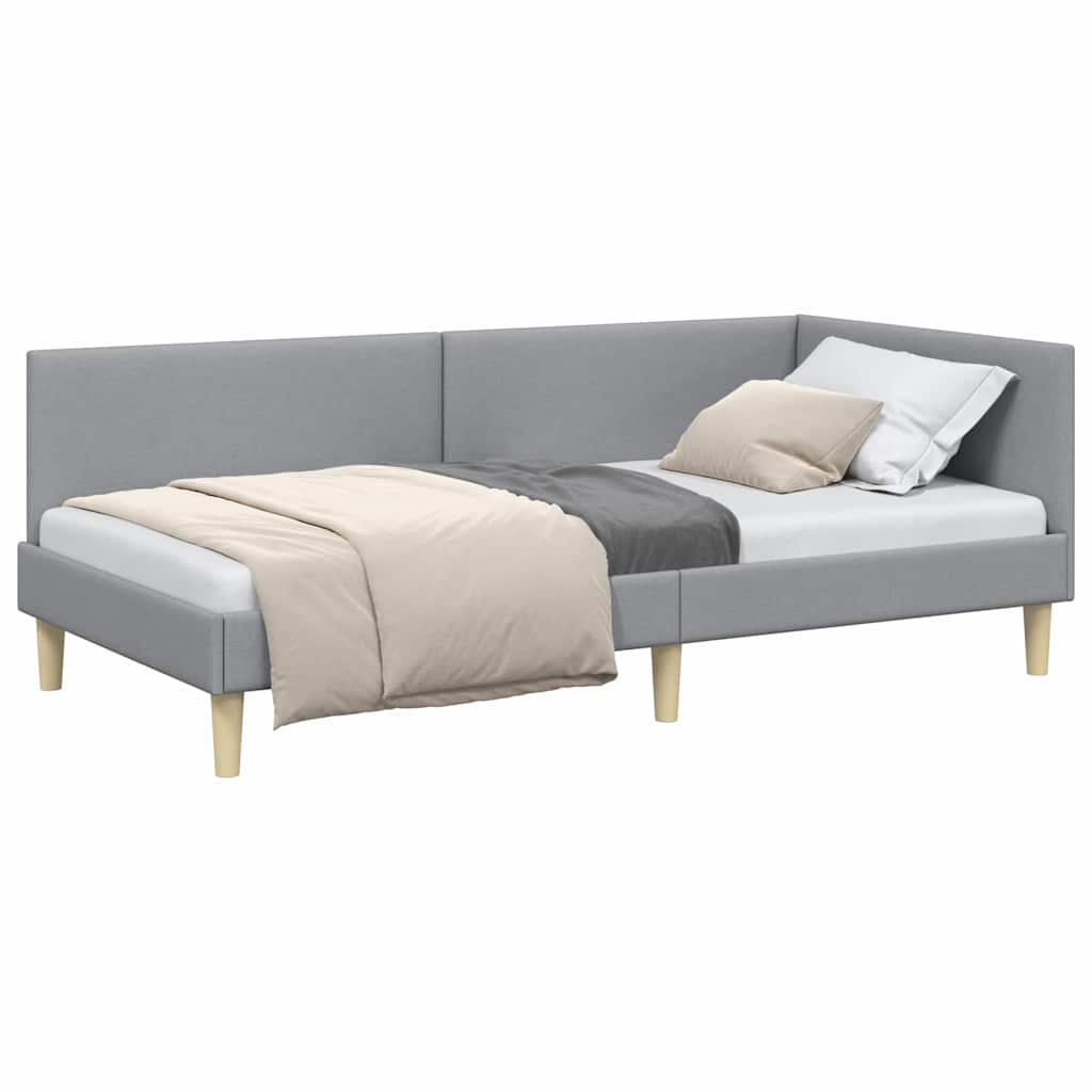 Corner Bed Frame Other with Headboard Light grey 90 x 200 cm