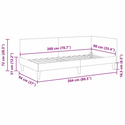 Corner Bed Frame Other with Headboard Light grey 90 x 200 cm