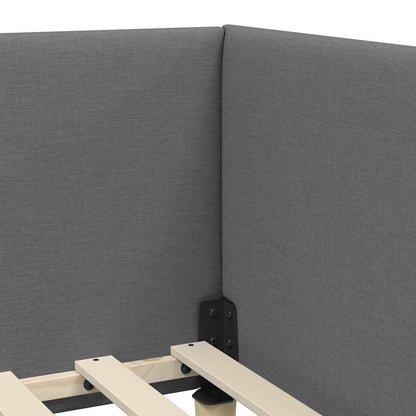 Corner Bed Frame with Headboard Dark grey 90 x 200 cm