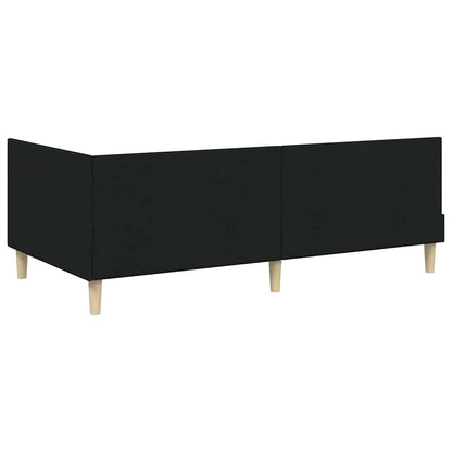 Corner Bed Frame Black 90 x 200 cm Fabric and Engineered wood