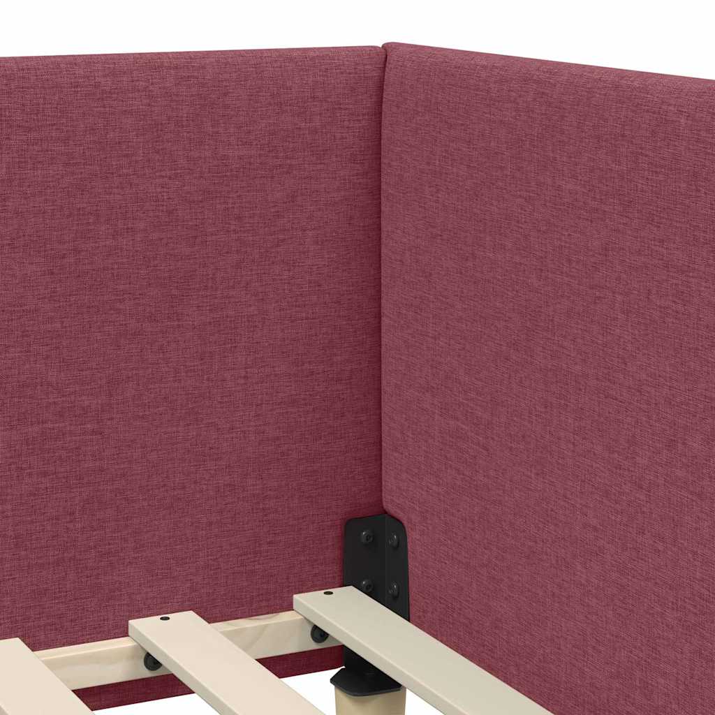 Corner Bed Frame with Headboard Wine red 90 x 200 cm