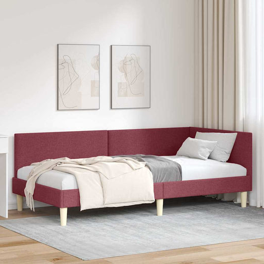 Corner Bed Frame with Headboard Wine red 90 x 200 cm