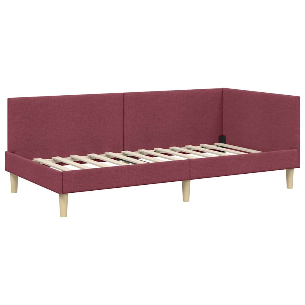 Corner Bed Frame with Headboard Wine red 90 x 200 cm