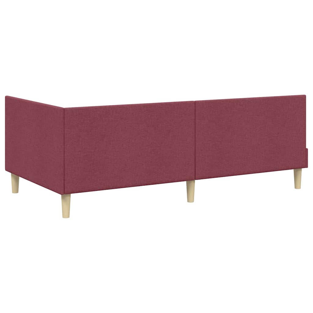 Corner Bed Frame with Headboard Wine red 90 x 200 cm