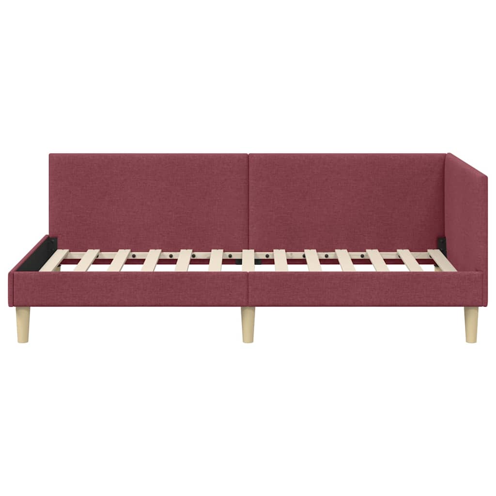 Corner Bed Frame with Headboard Wine red 90 x 200 cm