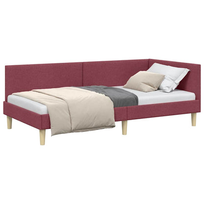 Corner Bed Frame with Headboard Wine red 90 x 200 cm