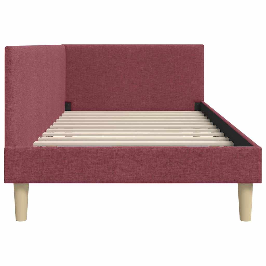 Corner Bed Frame with Headboard Wine red 90 x 200 cm