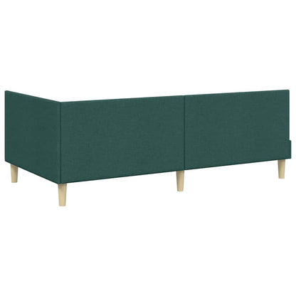 Corner Bed Frame with Headboard Dark green 90 x 200 cm