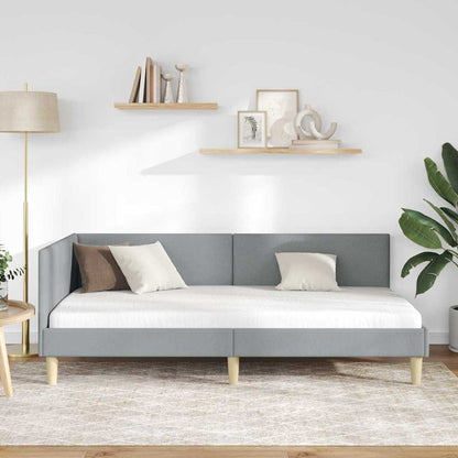 Corner Bed Frame with Headboard Light grey 100 x 200 cm