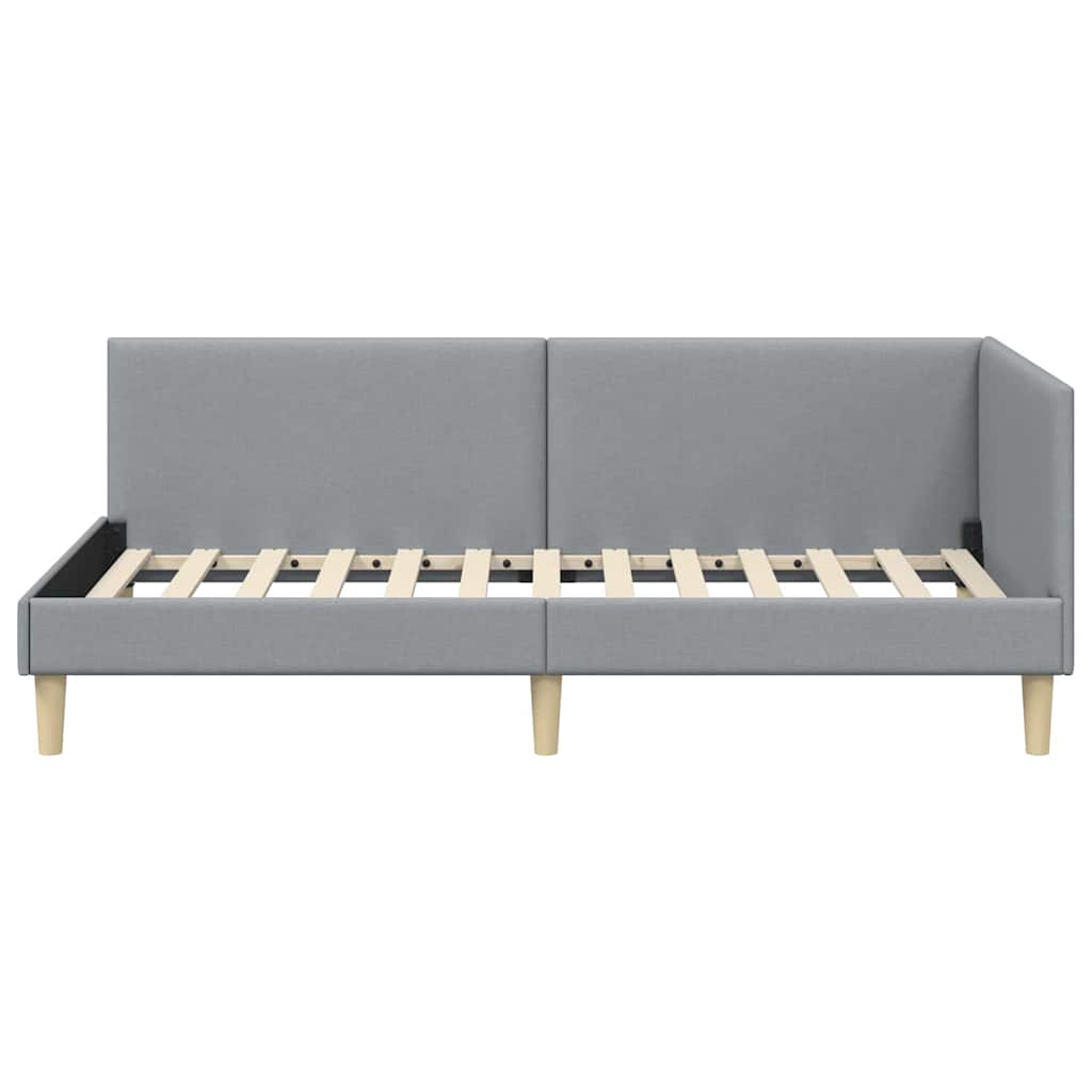 Corner Bed Frame with Headboard Light grey 100 x 200 cm