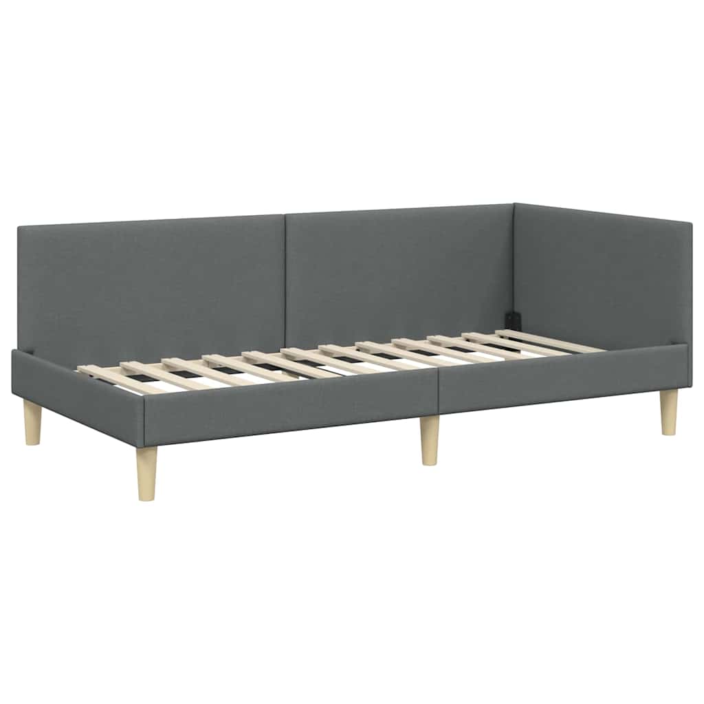 Corner Bed Frame with Headboard Dark grey 100 x 200 cm