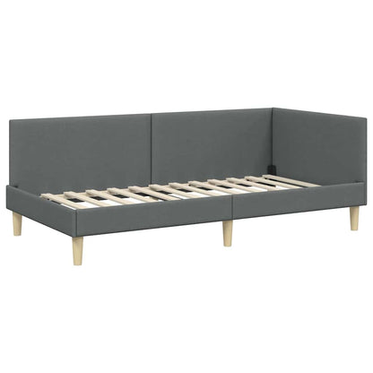 Corner Bed Frame with Headboard Dark grey 100 x 200 cm