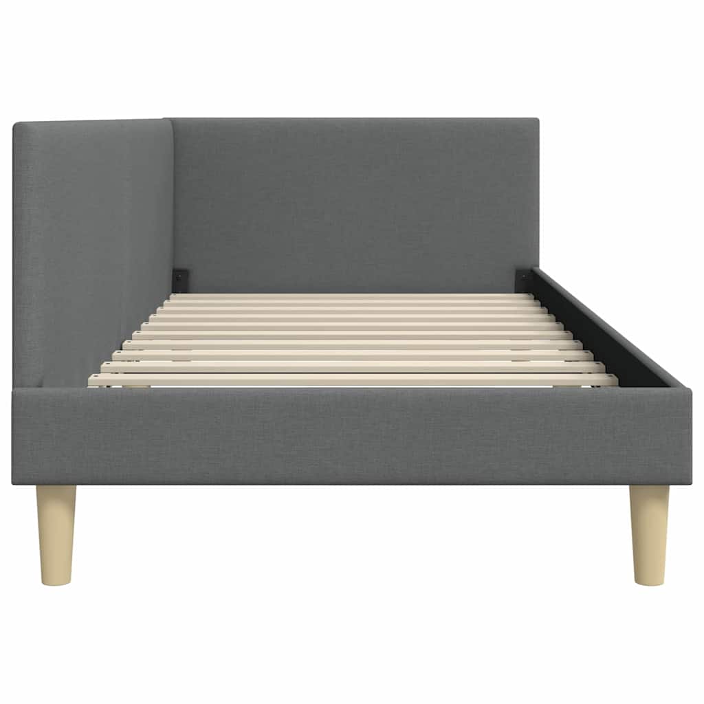 Corner Bed Frame with Headboard Dark grey 100 x 200 cm