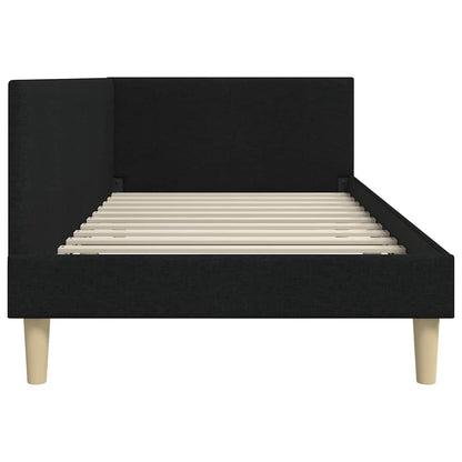 Corner Bed Frame Black 100 x 200 cm Fabric and Engineered wood