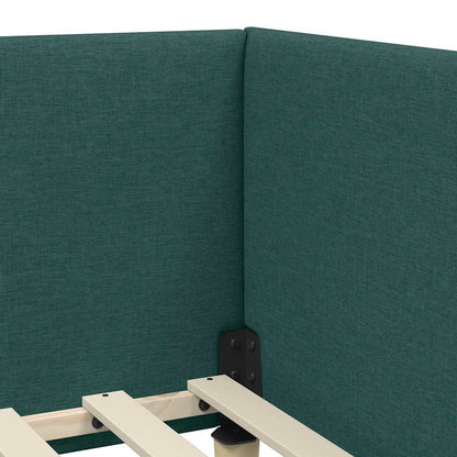 Corner Bed Frame with Headboard Dark green 100 x 200 cm