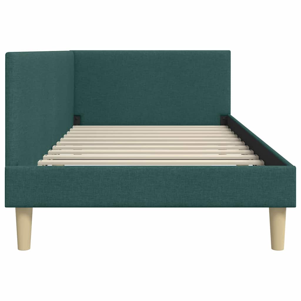 Corner Bed Frame with Headboard Dark green 100 x 200 cm
