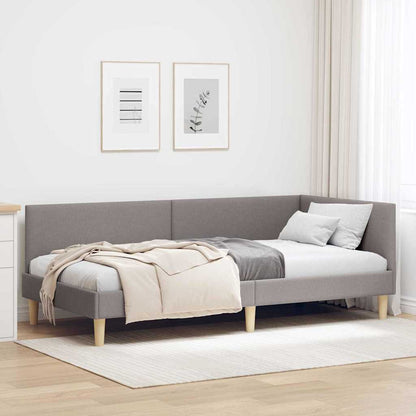 Corner Bed Frame Taupe 100 x 200 cm Fabric and Engineered wood