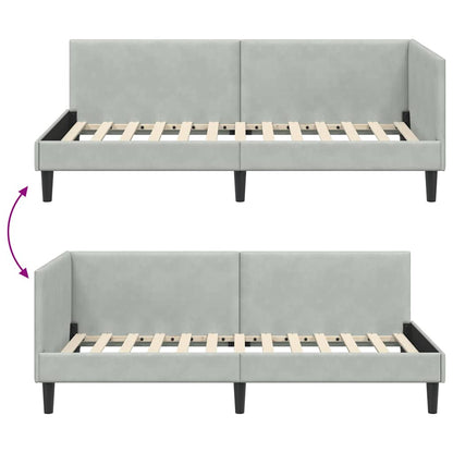 Corner Bed Frame with Headboard Light grey 80 x 200 cm