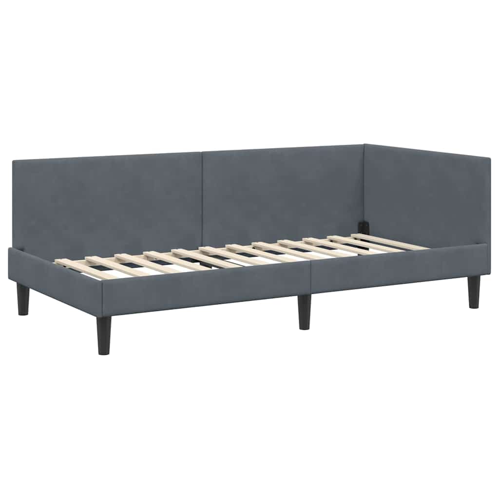 Corner Bed Frame with Headboard Dark grey 80 x 200 cm