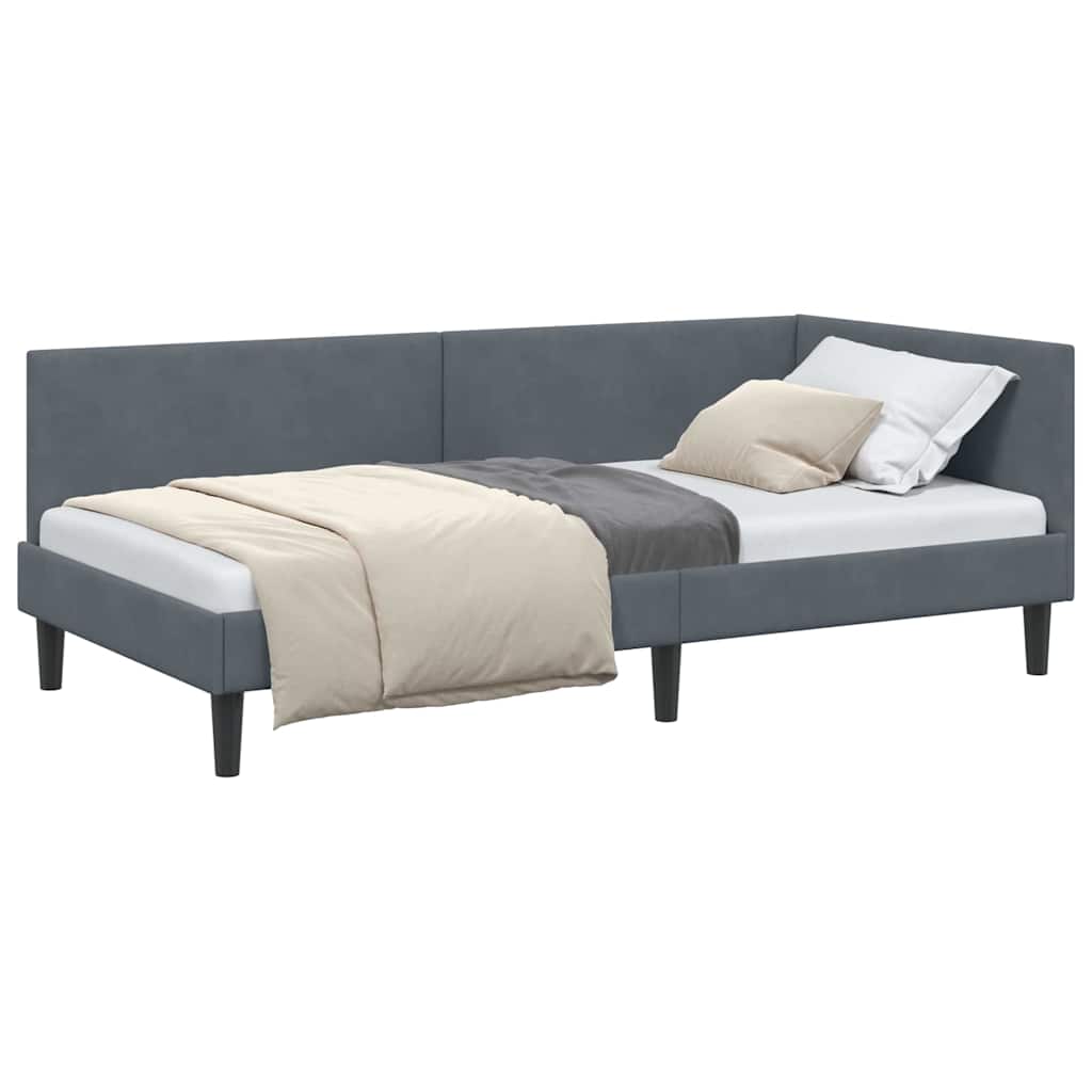 Corner Bed Frame with Headboard Dark grey 80 x 200 cm