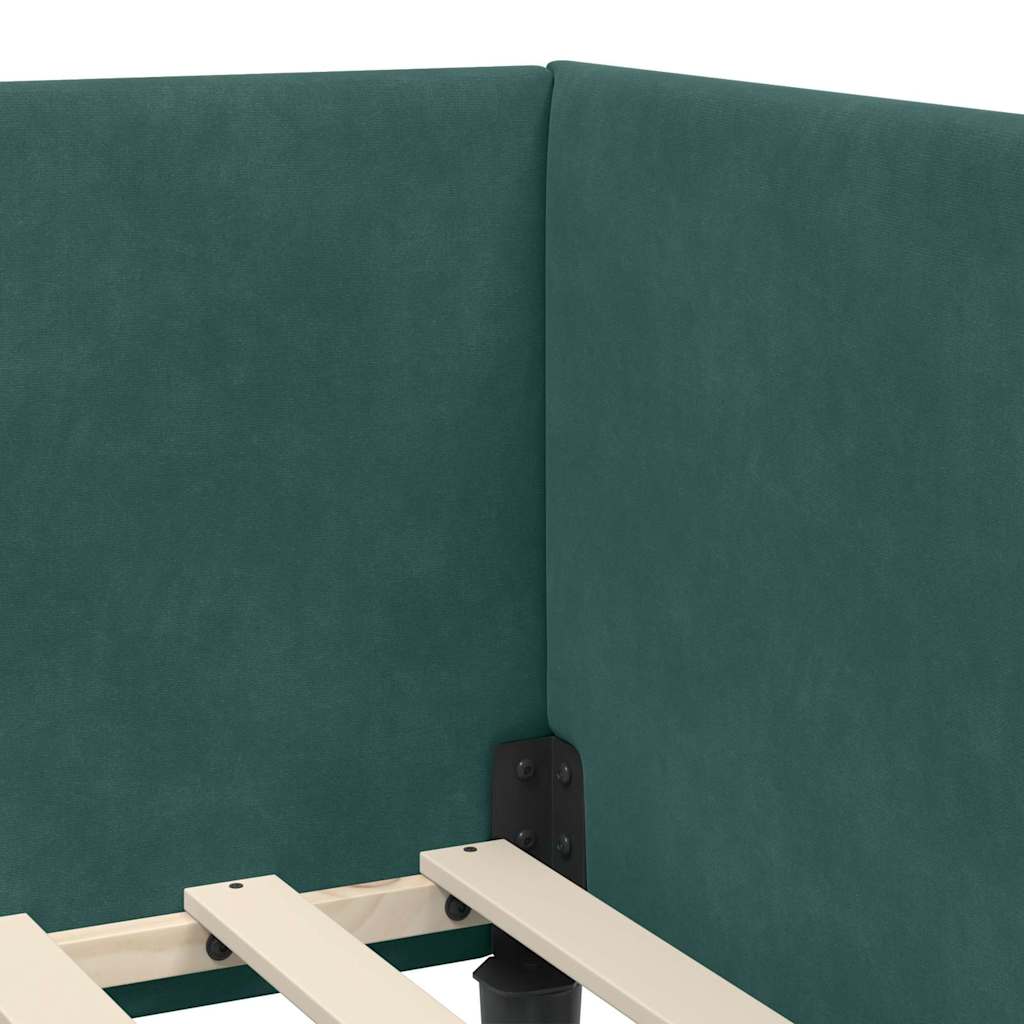 Corner Bed Frame with Headboard Dark green 80 x 200 cm