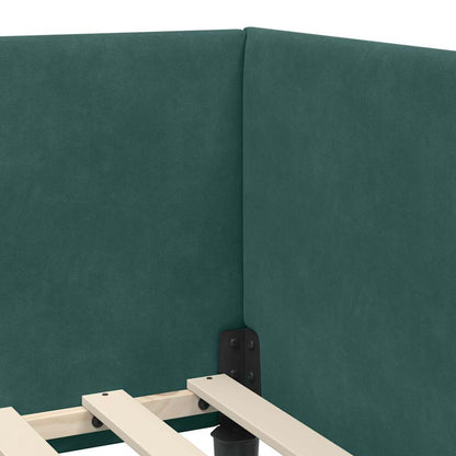 Corner Bed Frame with Headboard Dark green 80 x 200 cm