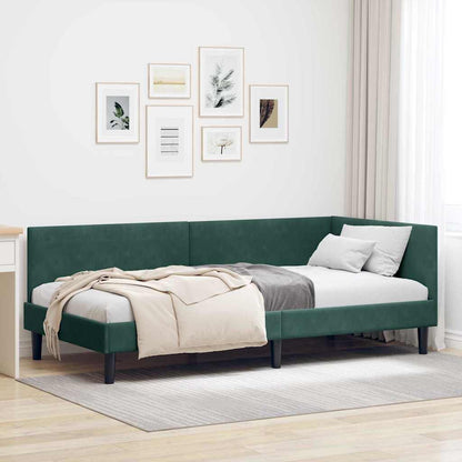 Corner Bed Frame with Headboard Dark green 80 x 200 cm
