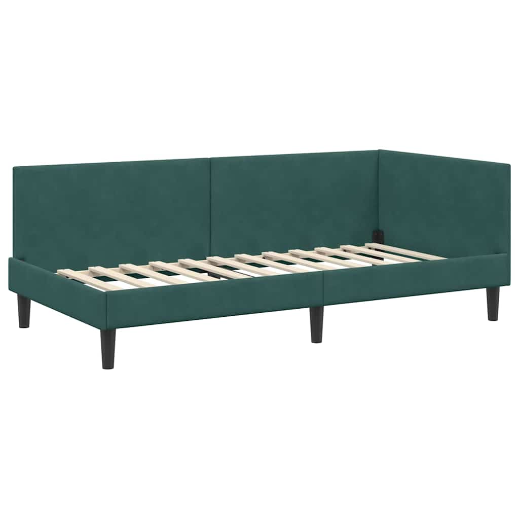 Corner Bed Frame with Headboard Dark green 80 x 200 cm