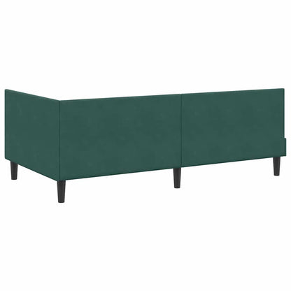 Corner Bed Frame with Headboard Dark green 80 x 200 cm