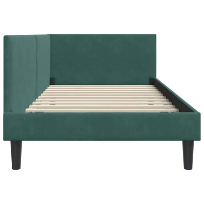 Corner Bed Frame with Headboard Dark green 80 x 200 cm