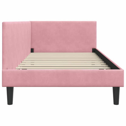 Corner Bed Frame Pink 80 x 200 cm Velvet and Engineered wood
