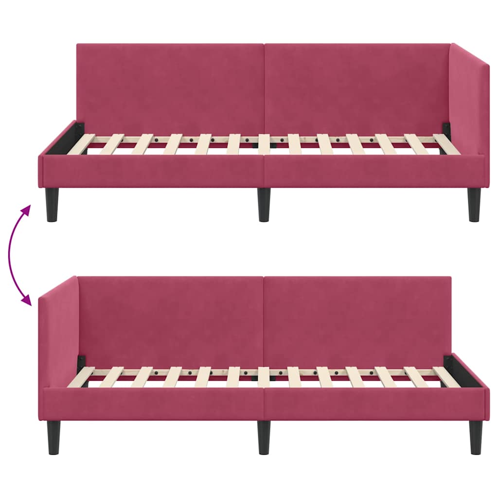 Corner Bed Frame with Headboard Wine red 80 x 200 cm