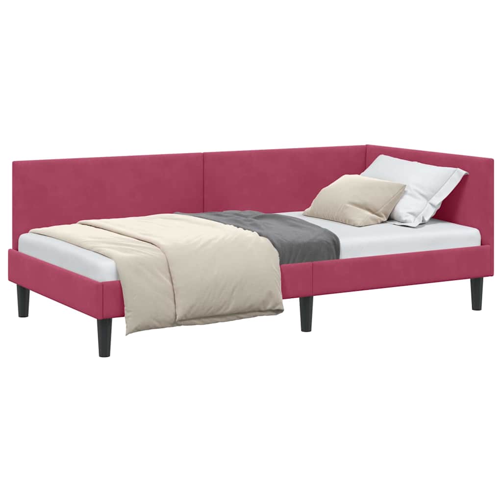 Corner Bed Frame with Headboard Wine red 80 x 200 cm