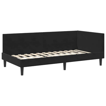 Corner Bed Frame Black 80 x 200 cm Velvet and Engineered wood