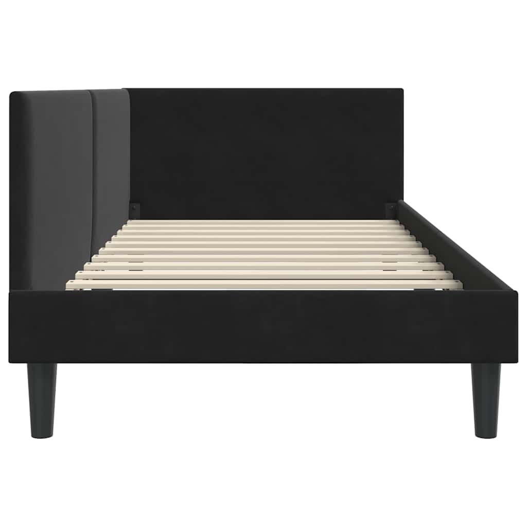 Corner Bed Frame Black 80 x 200 cm Velvet and Engineered wood