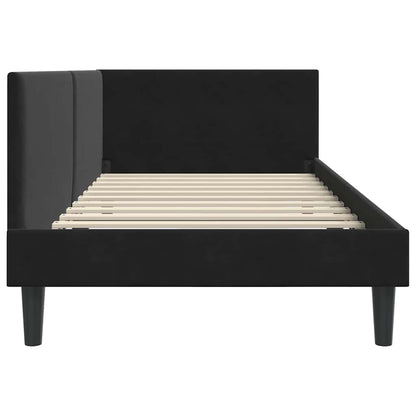 Corner Bed Frame Black 80 x 200 cm Velvet and Engineered wood