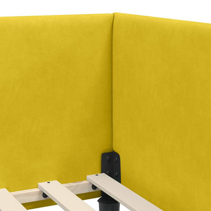 Corner Bed Frame Yellow 80 x 200 cm Velvet and Engineered wood
