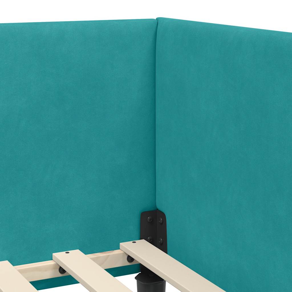 Corner Bed Frame with Headboard Turquoise 80 x 200 cm
