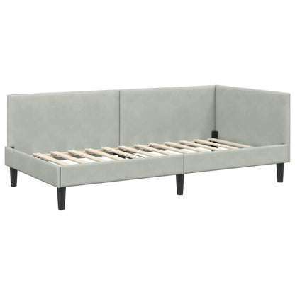 Corner Bed Frame with Headboard Light grey 90 x 190 cm