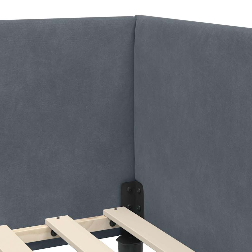 Corner Bed Frame with Headboard Dark grey 90 x 190 cm