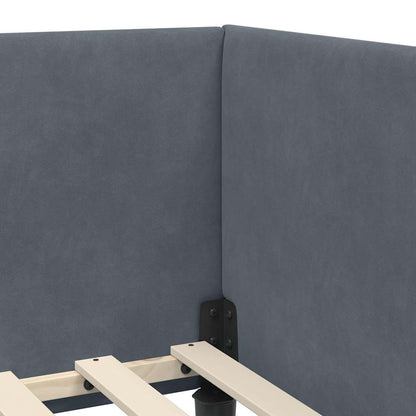 Corner Bed Frame with Headboard Dark grey 90 x 190 cm